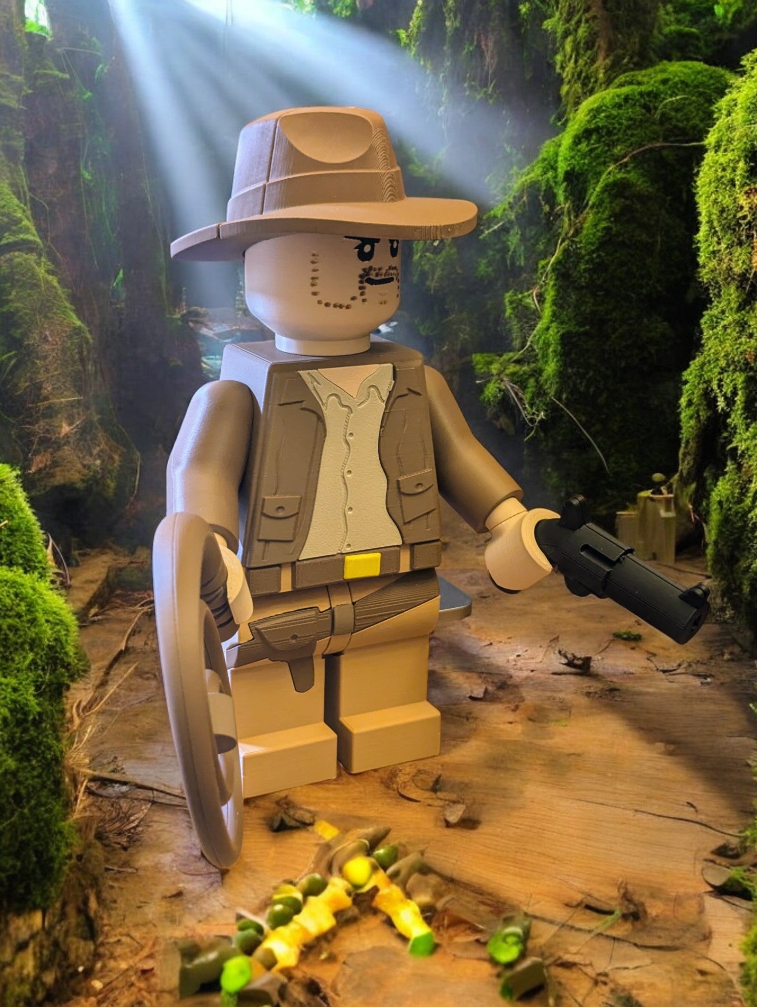 3D Printed Indiana Jones Large Scale 8.5"- 9.5" Minifigure