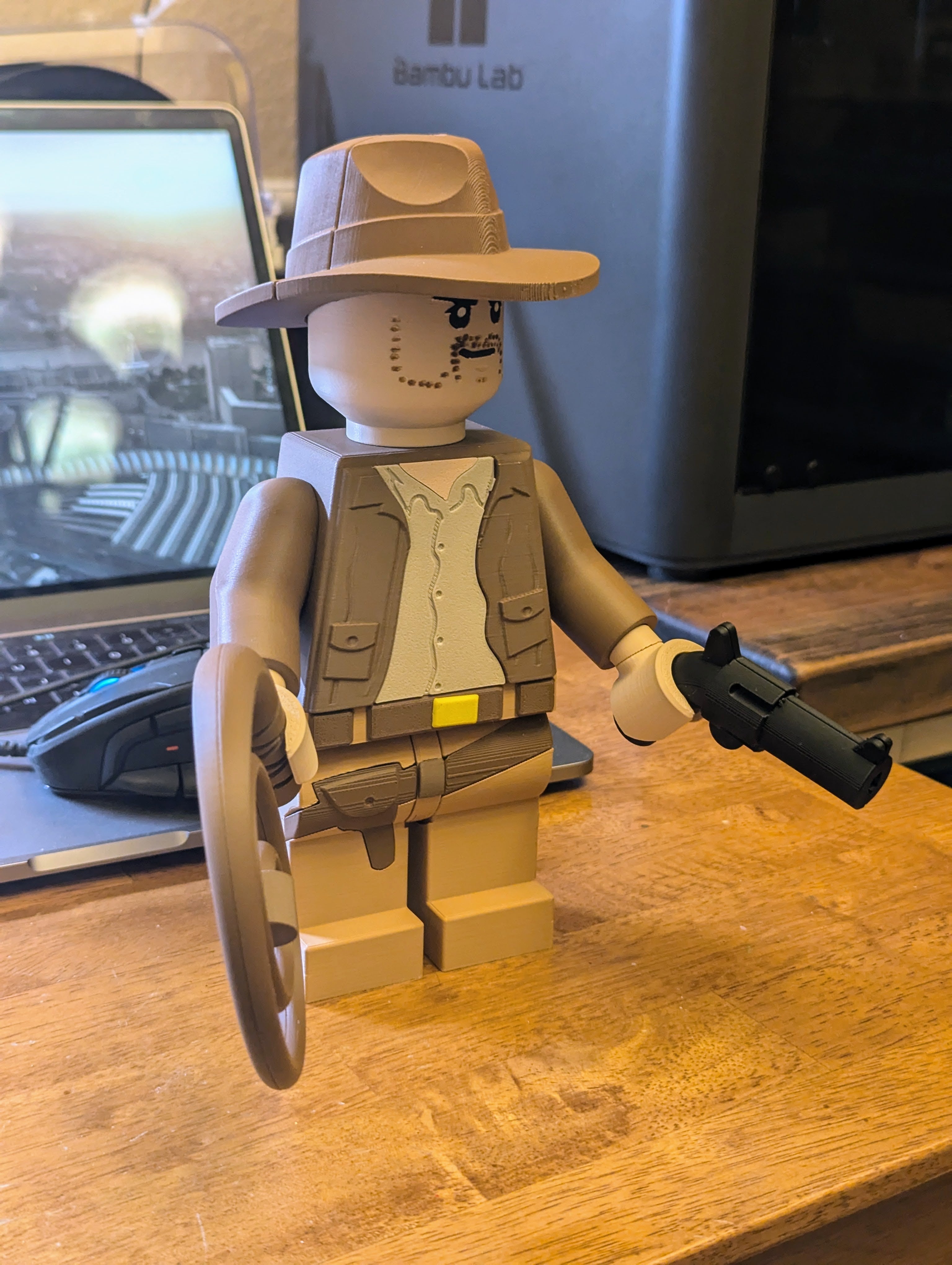 3D Printed Indiana Jones Large Scale 8.5"- 9.5" Minifigure