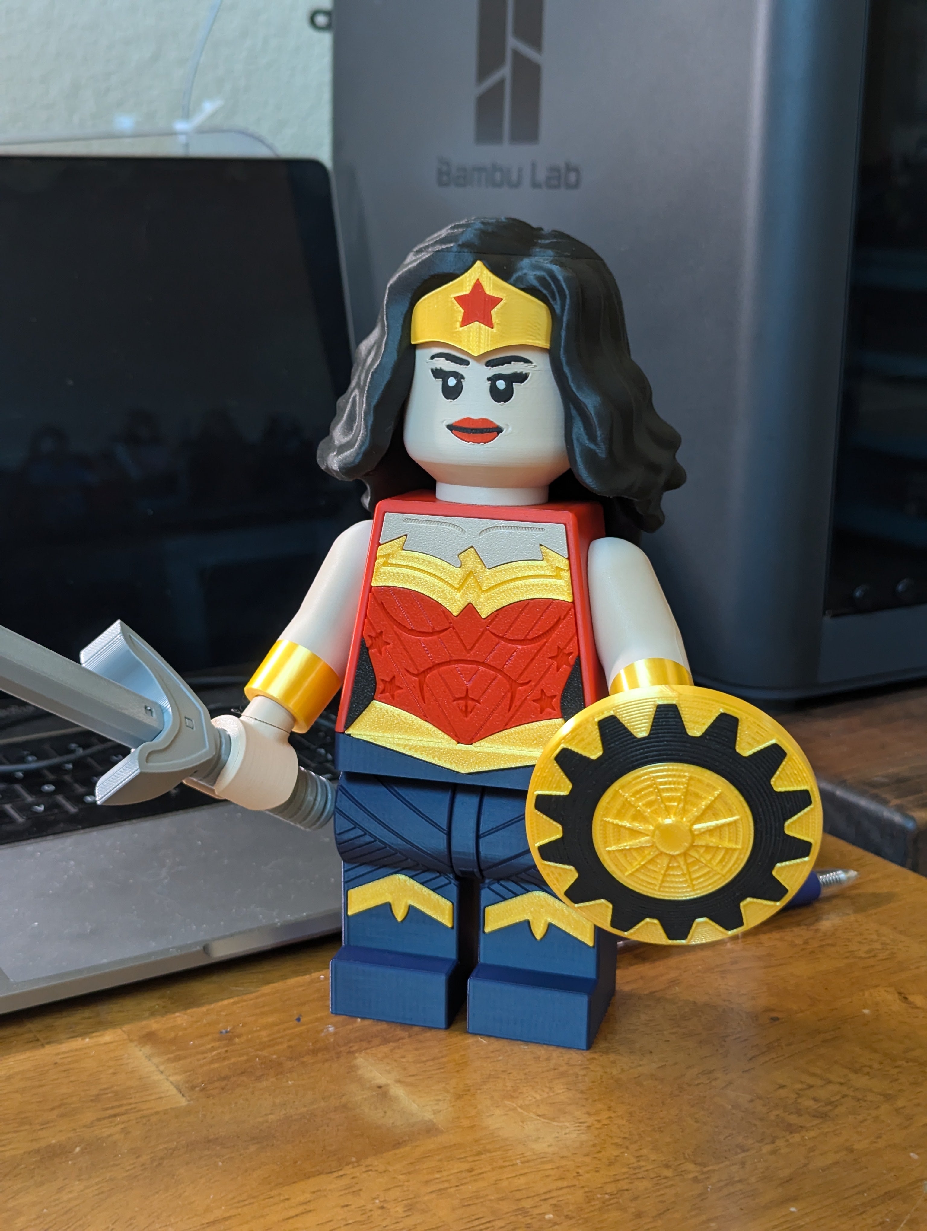 3D Printed DC Wonder Woman Large Scale 8.5"- 9.5" Minifigure