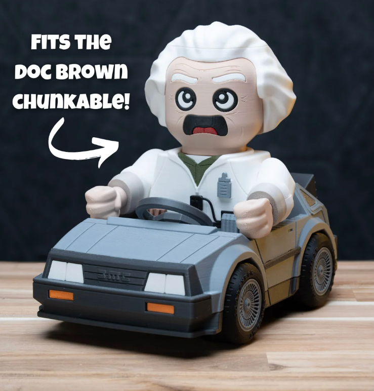 3D Printed Retro Time Machine Car Kit | 8" Sci-Fi Vehicle Model
