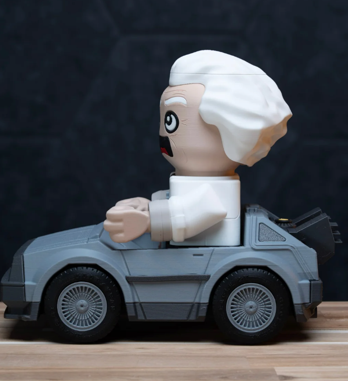 3D Printed Retro Time Machine Car Kit | 8" Sci-Fi Vehicle Model