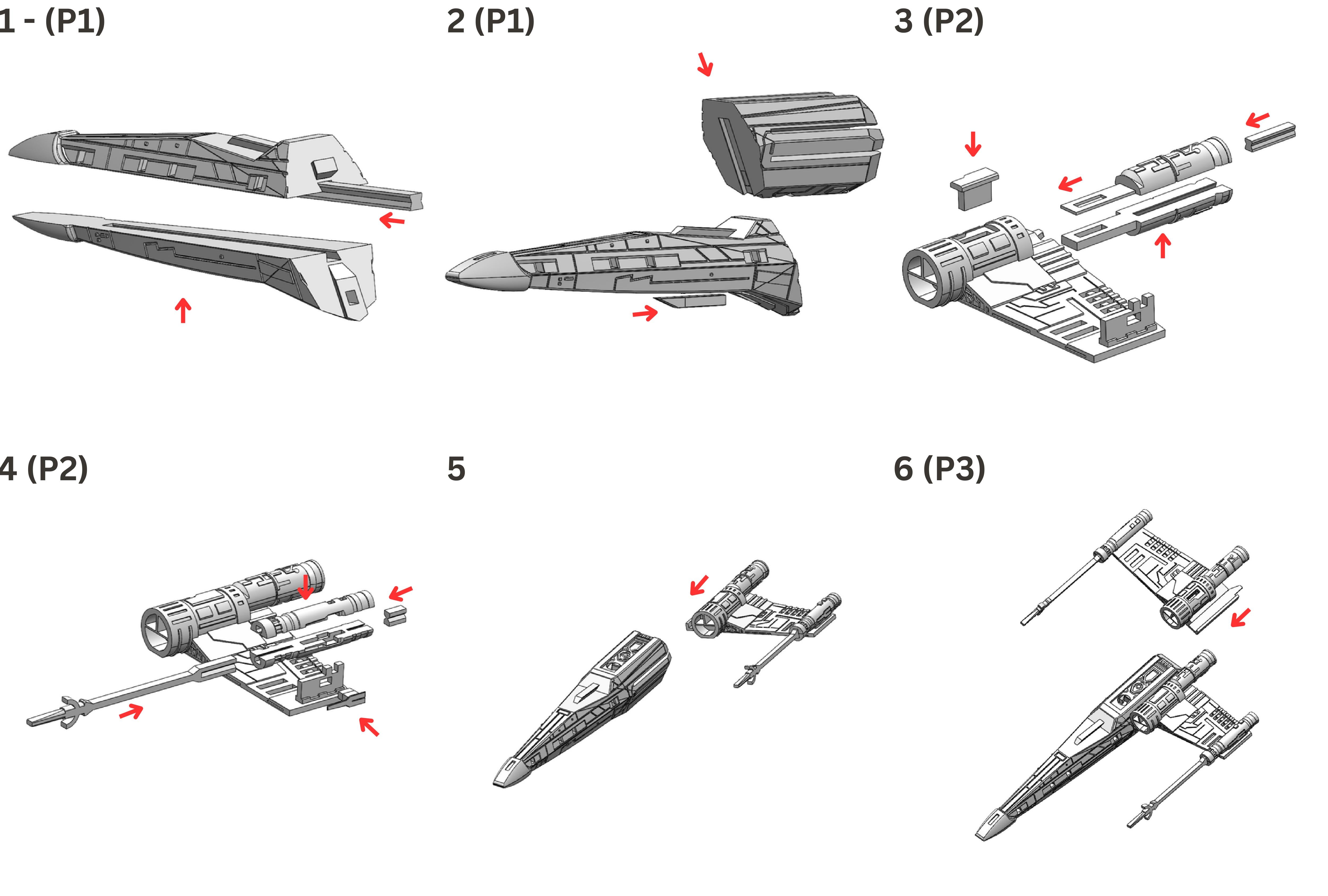 3D Printed Star Wars X-Wing Fighter Building Kit