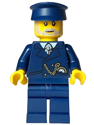 Preowned LEGO® Minifigure – BrickLink Designer Program adp109 Tourist - Male, Dark Blue Suit and Hat, Light Bluish Gray Beard