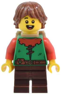 Preowned LEGO® Minifigure – BrickLink Designer Program adp128 Forest Elf - Dark Tan Backpack, Reddish Brown Hair