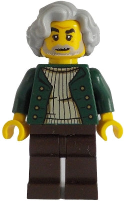 Preowned LEGO® Minifigure – BrickLink Designer Program adp131 Pianist - Male, Dark Green Open Jacket, Dark Brown Legs, Light 