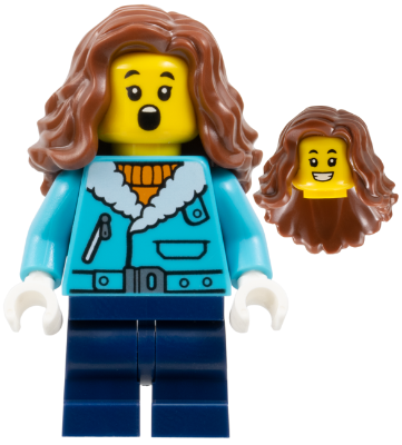 Preowned LEGO® Minifigure – BrickLink Designer Program adp160 (The Art of Chocolate Customer - Girl, Medium Azure Jacket, Dar