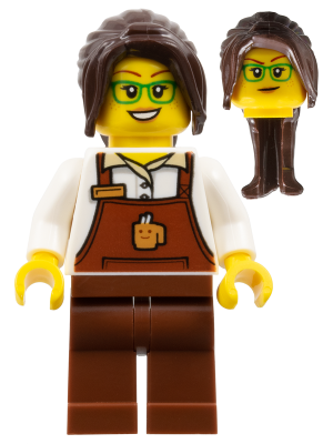 Preowned LEGO® Minifigure – BrickLink Designer Program adp163 (The Art of Chocolate Barista - Female, Reddish Brown Apron wit