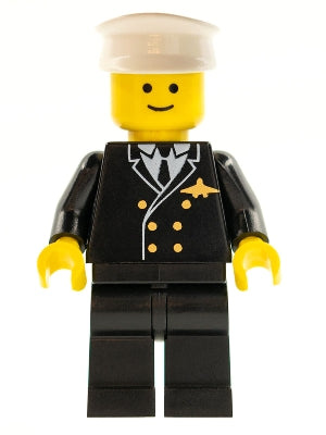 Preowned LEGO® Minifigure – Town air013 Airport Pilot Black Legs White Hat