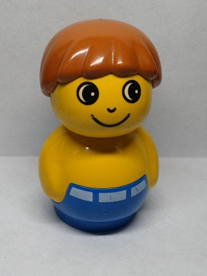 Preowned LEGO® Minifigure – Primo baby017 Primo Figure Boy w/Blue Base Yellow Top Dark Oran