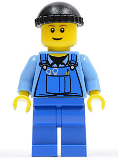 Preowned LEGO® Minifigure – Town boat010 Overalls w/Tools in Pocket Blue Black Knit Cap