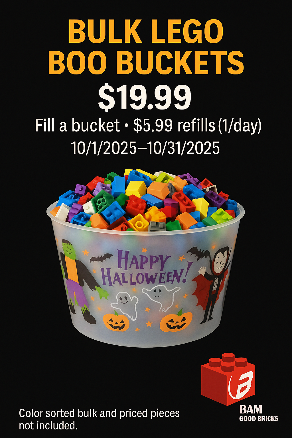 LEGO® Halloween Boo Bucket - 2lbs Bulk Bricks