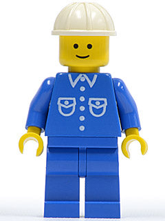 Preowned LEGO® Minifigure – Town but008 Shirt w/6 Buttons Blue Blue Legs White Construction