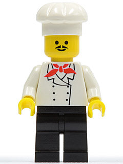 LEGO® Minifigure Town chef007 Chef Black Legs Moustache (Undetermined Type)