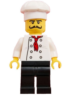 LEGO® Minifigure Town chef025 Chef Black Legs Moustache Curly Long LEGO® House H
