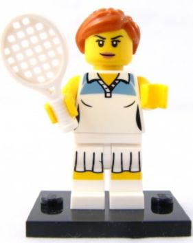 LEGO® Collectible Minifigure Series 3 – Tennis Player  set w/Stand & Acces (col03-10) Complete Set with Stand & Accessories