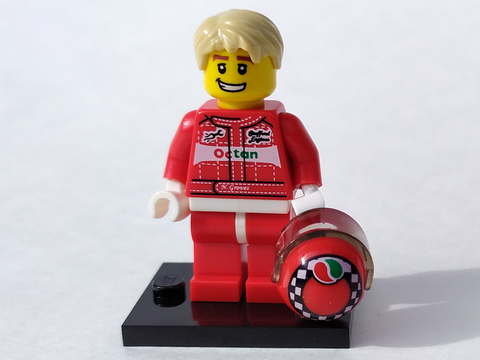 LEGO® Collectible Minifigure Series 3 – Race Car Driver  set w/Stand & Acces (col03-11) Complete Set with Stand & Accessories
