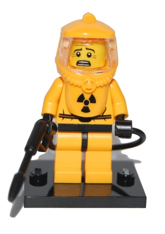 LEGO® Collectible Minifigure Series 4 – Hazmat Guy  set w/Stand & Acces (col04-13) Complete Set with Stand & Accessories