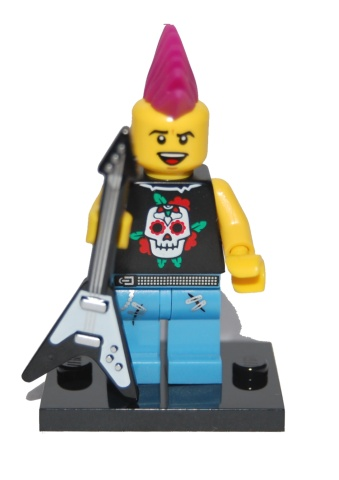 LEGO® Collectible Minifigure Series 4 – col04-4 Punk Rocker  set w/Stand & Acces Complete Set with Stand & Accessories