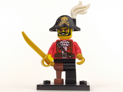 LEGO® Collectible Minifigure Series 8 – Pirate Captain  set w/Stand & Acces (col08-15) Complete Set with Stand & Accessories