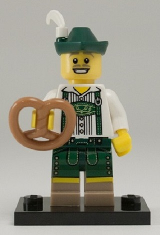 LEGO® Collectible Minifigure Series 8 – col08-3 Lederhosen Guy  set w/Stand & Acces Complete Set with Stand & Accessories