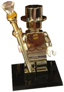 LEGO® Collectible Minifigure Series 10 – Mr. Gold  Set w/Stand & Access (col10-17) Complete Set with Stand & Accessories