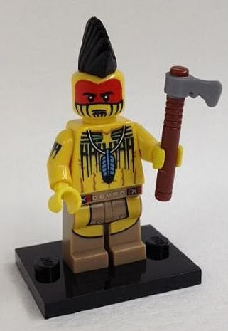 LEGO® Collectible Minifigure Series 10 – col10-5 Tomahawk Warrior  set w/Stand & Acces Complete Set with Stand & Accessories