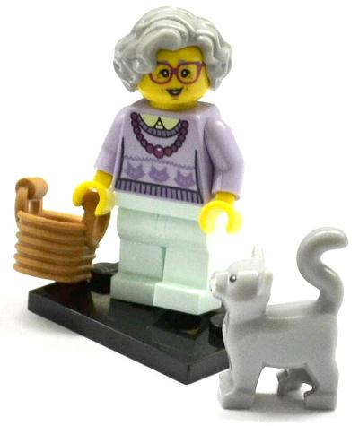 LEGO® Collectible Minifigure Series 11 – Grandma  Set w/Stand & Access (col11-14) Complete Set with Stand & Accessories
