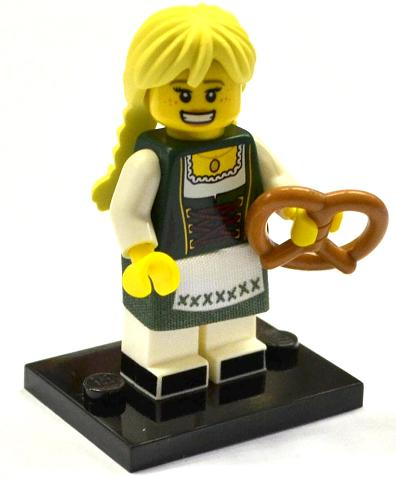 LEGO® Collectible Minifigure Series 11 – col11-3 Pretzel Girl  Set w/Stand & Access Complete Set with Stand & Accessories
