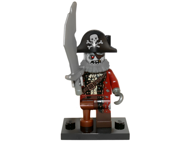 LEGO® Collectible Minifigure Series 14 – col14-2 Zombie Pirate  set w/Stand & Acces Complete Set with Stand & Accessories