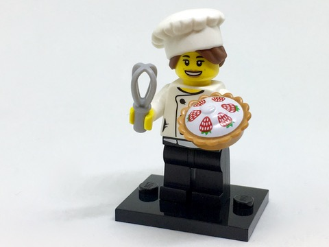 LEGO® Collectible Minifigure Series 17 – col17-3 Gourmet Chef  set w/Stand & Acces Complete Set with Stand & Accessories