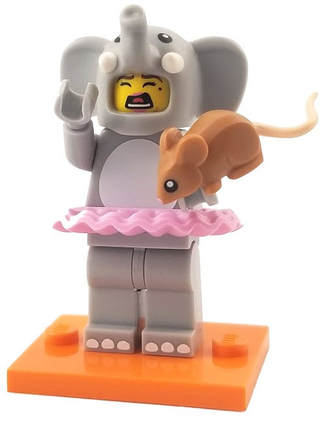 LEGO® Collectible Minifigure Series 18 – col18-1 Elephant Costume Girl  set w/Stand & Acces Complete Set