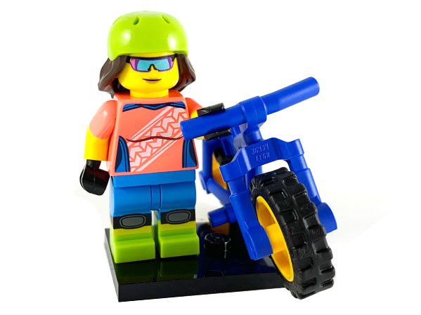 LEGO® Collectible Minifigure Series 19 – Mountain Biker  set w/Stand & Acces (col19-16) Complete Set with Stand & Accessories
