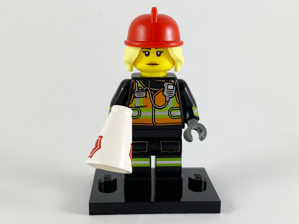 LEGO® Collectible Minifigure Series 19 – col19-8 Fire Fighter  set w/Stand & Acces Complete Set with Stand & Accessories