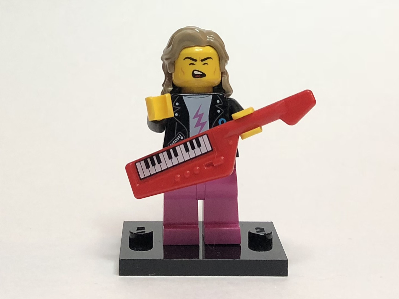 LEGO® Collectible Minifigure Series 20 – 80s Musician  set w/Stand & Acces (col20-14) Complete Set with Stand & Accessories