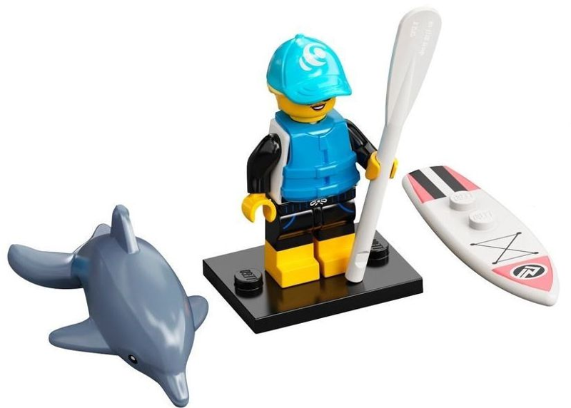 LEGO® Collectible Minifigure Series 21 – col21-1 Paddle Surfer  set w/Stand & Acces Complete Set with Stand & Accessories