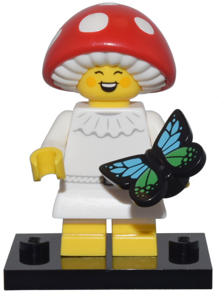 LEGO® Collectible Minifigure Series 25 – col25-6 Mushroom Sprite  set w/Stand & Acces Complete Set with Stand & Accessories