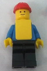 Preowned LEGO® Minifigure – Town con015 Plain Blue Torso w/Blue Arms Black Legs Red Constru