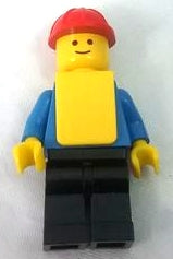 Preowned LEGO® Minifigure – Town con016 Shirt w/6 Buttons Blue Black Legs Red Construction
