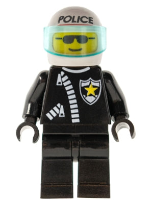 Preowned LEGO® Minifigure – Town cop010 Police Zipper w/Sheriff Star White Helmet w/Police