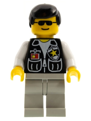 Preowned LEGO® Minifigure – Town cop037 Police Sheriff Star and 2 Pockets Light Gray Legs W