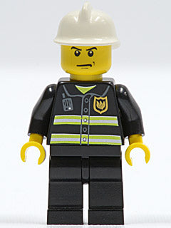 Preowned LEGO® Minifigure – Town cty0044 Fire Reflective Stripes Black Legs White Fire Helm