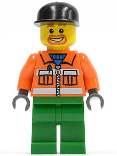 Preowned LEGO® Minifigure – Town cty0046 Sanitary Engineer 1 Green Legs Beard Around Mouth