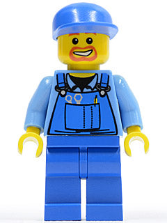 Preowned LEGO® Minifigure – Town cty0048 Overalls w/Tools in Pocket Blue Blue Cap Beard Aro