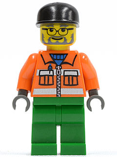 Preowned LEGO® Minifigure – Town cty0049 Sanitary Engineer 2 Green Legs Glasses and Beard