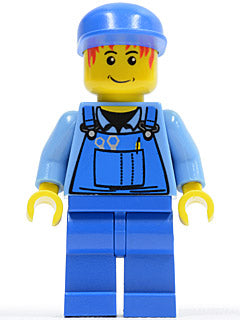 LEGO® Minifigure Town cty0050 Overalls with Tools in Pocket Blue, Blue Cap, Messy Red Hair