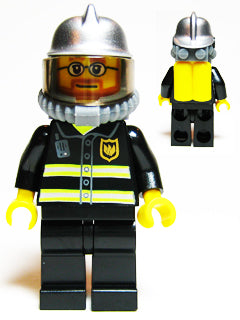 Preowned LEGO® Minifigure – Town cty0057 Fire Reflective Stripes Black Legs Silver Fire Hel