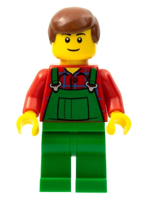 Preowned LEGO® Minifigure – Town cty0058a Overalls Farmer Green Reddish Brown Male Hair Bla