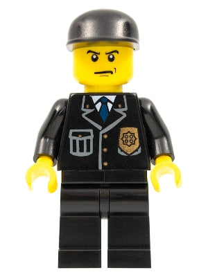 Preowned LEGO® Minifigure – Town cty0067 Police City Suit w/Blue Tie and Badge Black Legs B
