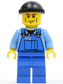 Preowned LEGO® Minifigure – Town cty0076 Overalls w/Tools in Pocket Blue Black Knit Cap Che