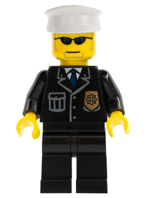 Preowned LEGO® Minifigure – Town cty0094 Police City Suit w/Blue Tie and Badge Black Legs S